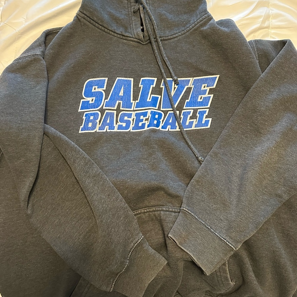 Salve Regina University Baseball Graphic Hoodie in Charcoal with Blue Lettering